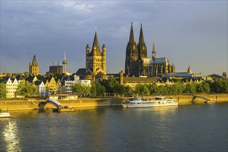 City Hall, Colonius TV Tower, Gross St. Martin, Cologne Cathedral, Old Town Embankment, Rhine,