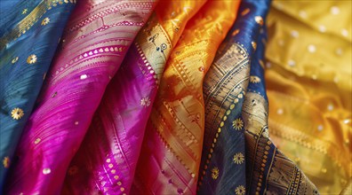 Traditional colorful Indian dress Sari., AI generated