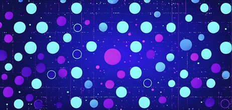 Purple and turquoise halftone pop art background, retro vector design, AI generated