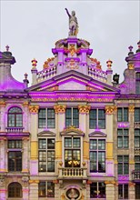 The illuminated statue of Bishop Boniface of Lausanne on the guildhall La Chaloupe d'Or,