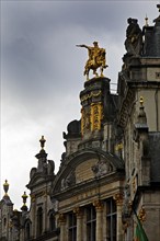 The golden horseman Charles de Lorraine on the guildhall L'Arbre d'Or, Guild of Brewers,