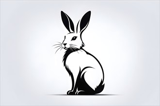 Abstract black icon of an Easter bunny, AI generated