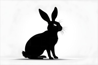 Abstract black icon of an Easter bunny, AI generated