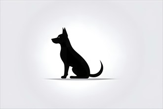 Abstract black icon of a charming dog, illustration on white background, AI generated