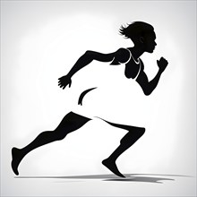 Abstract stylized black icon of a runner silhouette on white background, AI generated