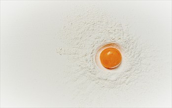 Flour, with egg yolk, texture, food background, top view, pasta, no people