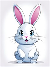 A simple cartoon Easter bunny with a white background, abstract illustration, AI generated