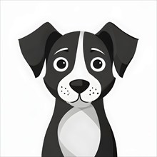 A simple cartoon dog with a white background, abstract illustration, AI generated