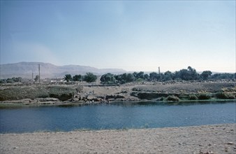 Side channel of the Nile, Nile Valley, Egypt, September 1989, vintage, retro, old, historical,