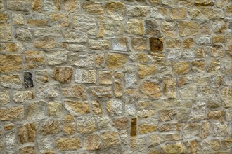 Yellow sandstone wall, sandstone wall, Münsterland, North Rhine-Westphalia, Germany, Europe