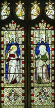 Stained glass window Saint Mary and Saint Elizabeth with angels by Burlison & Grylls c 1890,