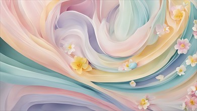 Abstract illustration of Easter with swirling pastel colors, resembling the soft hues of painted