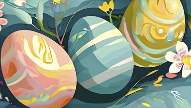 Abstract illustration of Easter with swirling pastel colors, resembling the soft hues of painted