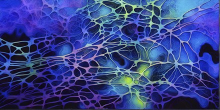 Abstract representation of neural networks modeled after the human brain with intricate web-like