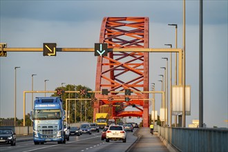 The Bridge of Solidarity, the longest tied-arch bridge in Germany, over the Rhine from