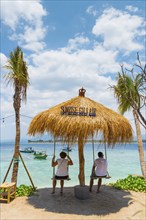 Tourists, swing, beach, beach bistro, travel, holiday, tourism, sea, beach holiday, sun, straw