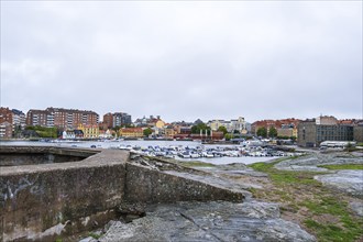 View from the island of Stakholmen to the marina and houses in the city harbour of Karlskrona,