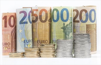 Money, euro notes, coins, euro, cent, symbol photo money, wealth, economy, salary