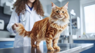 Veterinarian examine cat in vet clinic, AI generated