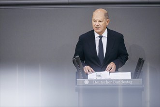 Federal Chancellor Olaf Scholz, (SPD), recorded during a government statement in the German