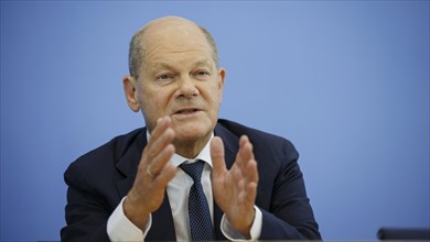 Olaf Scholz (SPD), Federal Chancellor, presents the 2025 budget at the BPK. Berlin, 05.07.2024.