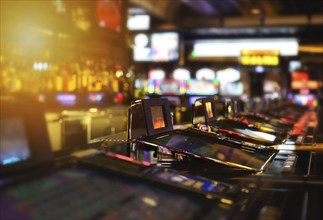 Casino machines in the entertainment area at night