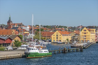 Maritime Svendborg, cityscape, museum harbour, historic sailing ships, wooden boats, old granary,