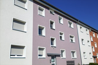 Old apartment block with new façade paint