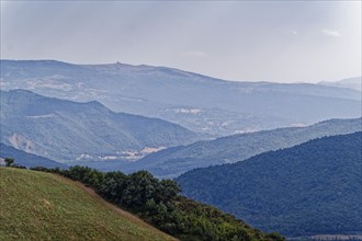 The hilly landscape of Basilicata in the Lucanian Apennine Mountains in the north of the Italian