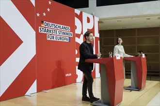 Kevin Kuehnert, SPD Secretary-General, and Katarina Barley, SPD lead candidate for the 2024