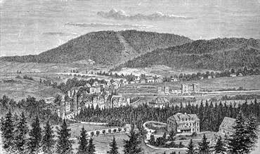 View of Görbersdorf, Sokolowsko, in Lower Silesia, Poland, in 1880, Historical, digital