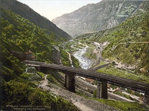 Giornico, St. Gotthard Railway, Switzerland, Historic, digitally restored reproduction from a 19th