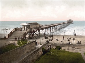 The Pier at Portobello, near Edinburgh, Scotland, Historical, digitally restored reproduction from