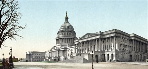 The Capitol in Washington D.C., USA, Historic, digitally restored reproduction from a 19th century