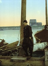 A Dutch fisherman, Marken Island, Holland, ca 1895, Historical, digitally restored reproduction