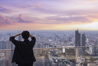 Panoramic King Power Mahanakhon the highest cityscape observation deck in Bangkok Thailand