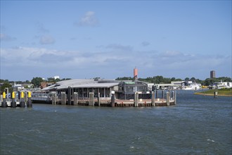 Ferry pier of the island ferry, Haus Schifffahrt, Seeside, North Sea, Norderney, East Frisian