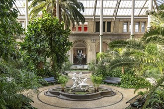 Central hall with dome, palm garden, Ny Carlsberg Glyptotek or New Carlsberg Glyptothek, art museum