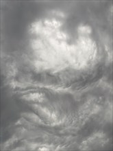 Cloud formation after storm warning thunderstorm warning grey dark clouds shortly in front of