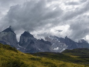 Dramatic landscape, rocky mountains, Torres del Paine National Park, Patagonia, Chile, South