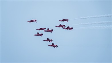 Red Arrows, Royal Air Force Aerobatic Team, Airshow 2024, Teignmouth, Devon, England, United