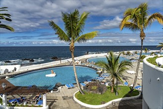 Costa Martiánez swimming pool on the coast of Puerto de la Cruz, Tenerife, Canary Islands, Spain,