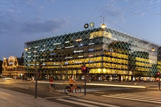 The Industrie Industriens Hus building on H.C. Andersens Boulevard at dusk, Copenhagen, Denmark,