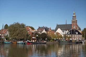 Museum harbour, town hall, Leer, East Frisia, Lower Saxony, Germany, Europe