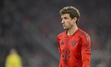 Thomas Müller FC Bayern München FCB (25) pensive Portrait Allianz Arena, Munich, Bavaria, Germany,