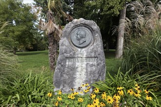 Memorial stone for the Swabian poet Gustav Schwab on the waterfront promenade, Friedrichshafen,