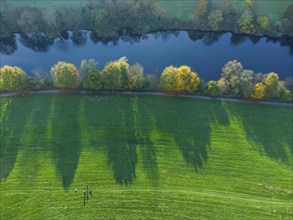 Ruhr in autumn in front of it flows into Lake Kemnader, Witten, North Rhine-Westphalia, Germany,