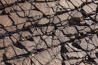 Split rock slabs at the Beehive Tombs, near the town of Al Ayn, Arabian Peninsula, Sultanate of