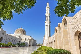 Sultan Qaboos Mosque with large hall and minaret, Muscat, Arabian Peninsula, Sultanate of Oman