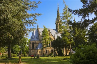 Unter den Linden cemetery, burial site, neo-Gothic St Catherine's Church, place of worship, sacred